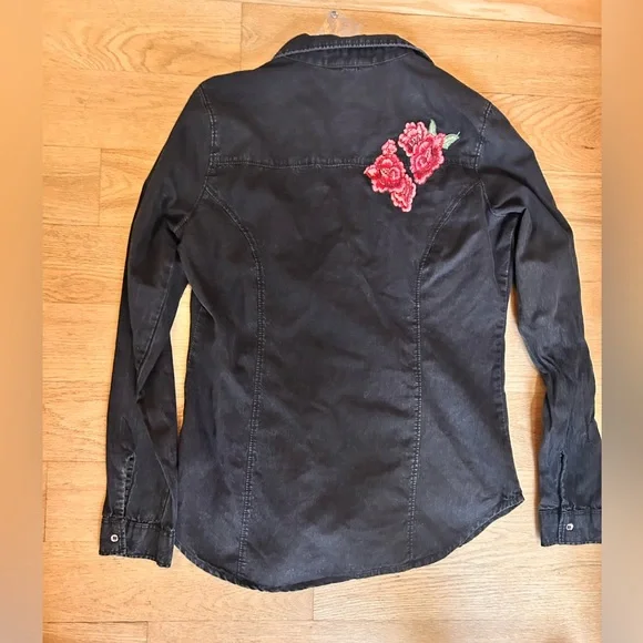 GUESS -FLORA DENIM TUNIC JET BLACK SIZE SMALL - Picture 3 of 4